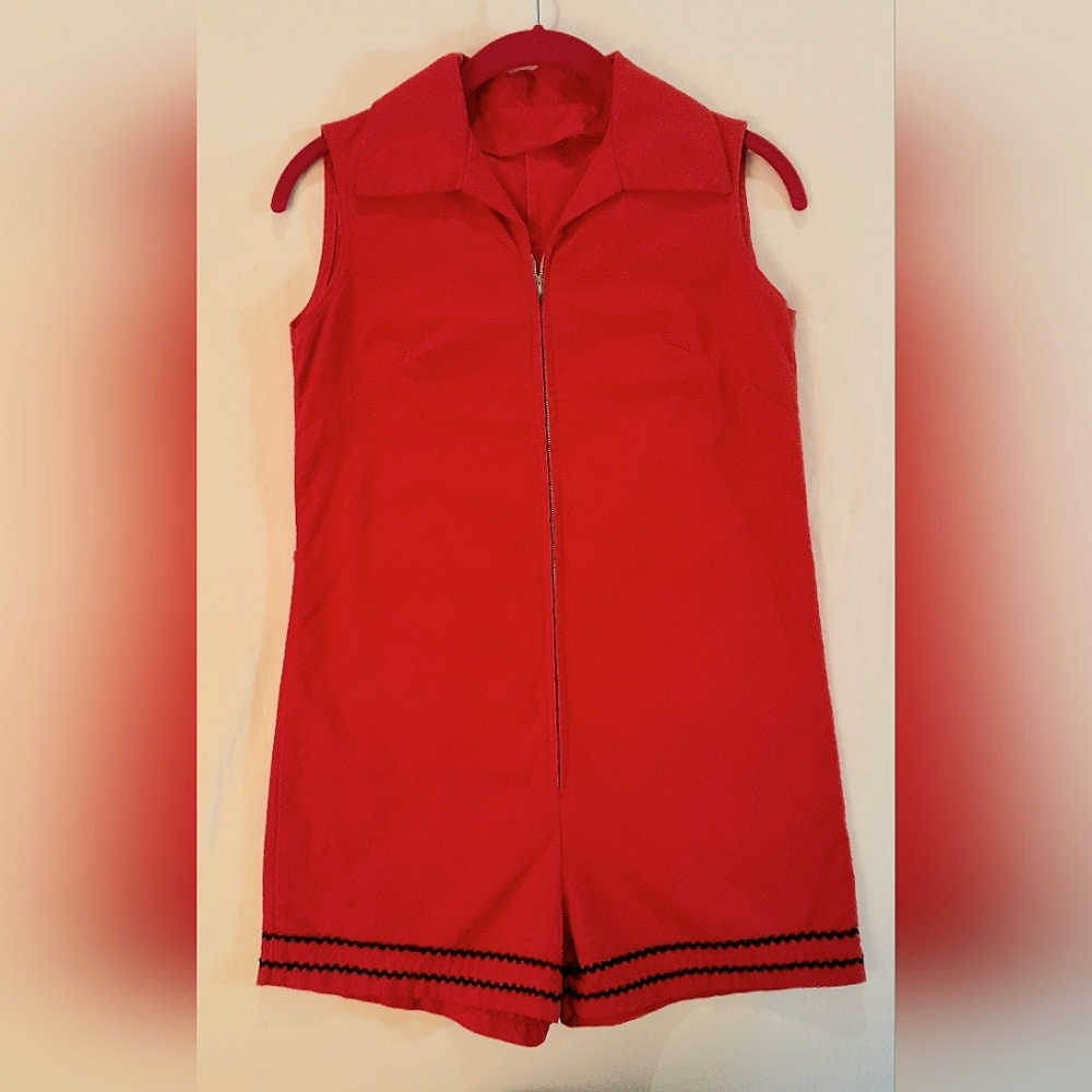 Vintage 60's Cort Orange Zipper  Romper
